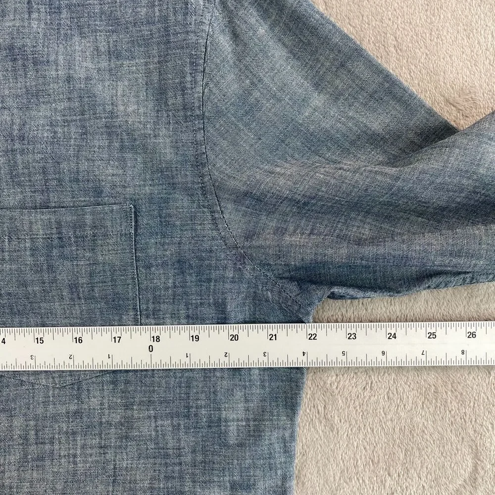 Banana Republic Shirt Men Large Blue Chambray Grant Fit Long Sleeve‎ Preppy
